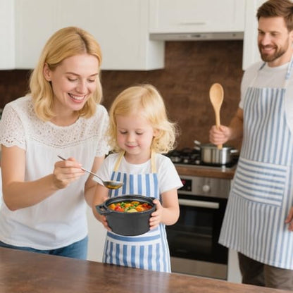 UCEHIPAW 6 Pcs Mini Dutch Oven with Lids and Dual Handles Round Small Iron Cocotte Pot Black Cast Iron Pot for Marinate Bake Refrigerate Cook Grill Garlic Roaster BBQ Stovetop Use (8 oz)