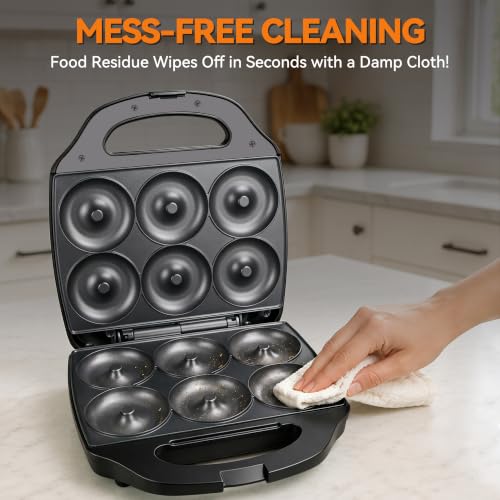 Baker’s Friend Mini Donut Maker Machine for Home, 6 x 3'' Mini Doughnut Maker Machine, Donut Maker for Kids, Maquina Para Hacer Donas, Donut Baking Pan, Donut Party, Graphite