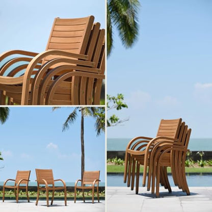 Amazonia Berlin 11-Piece Rectangular Extendable Patio Dining Set | Teak Finish | Ideal for Outdoors and Indoors