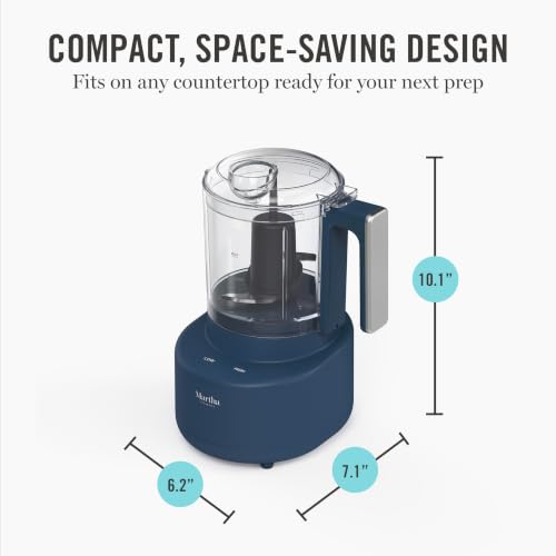 Martha Stewart 3 Cup Electric Vegetable Chopper, Mini Food Processor, Navy