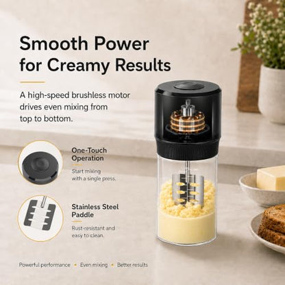 IFOLO Electric Butter Churn Maker, Clear 34oz Glass Measuring Jar
