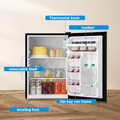 Midea 2.7 Cu.ft Mini Fridge, Energy Star Certified, Low Noise for Office