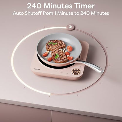CIARRA CATIH1A-P Portable Induction Cooktop, Slim Single Electric Countertop Burner with Sensor Touch and Digital time, Pink
