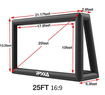 Inflatable Movie Screen Outdoor Projector Screen for Outside 25ft, Large Blow Up Screens Front and Rear Projection with Air Blower, Best for Movie Nights Backyard Home Theater