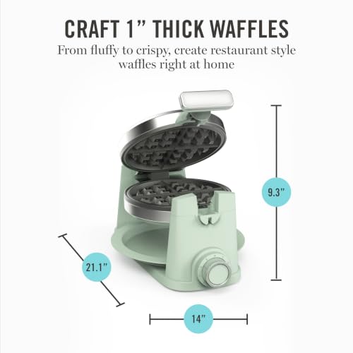 Martha Stewart Rotating Waffle Maker, Ceramic Nonstick Plates, Honeydew