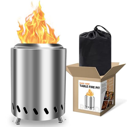 Tabletop Fire Pit - Smokeless 6 Inch Table Top Firepit for Outside Small Portable Fire Pits with Carry Bag Mini Pellet Stove for Camping Backyard Patio Garden Picnic