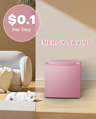 Upstreman 1.7 Cu.ft Mini Fridge with Freezer, Pink-FR17