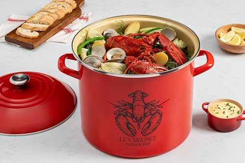 Le Creuset Enamel On Steel Traditional Lobster Stockpot, 20 qt., Carmin