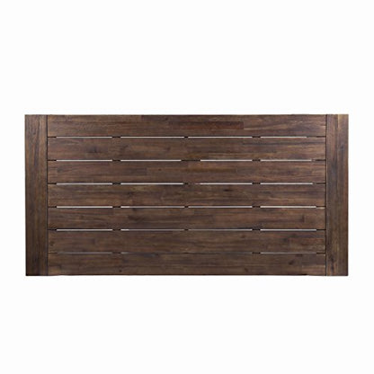 GDFStudio Cassie Outdoor Modern Industrial 3 Piece Acacia Wood Picnic Dining Set with Benches, Sandblasted Dark Brown and White Rustic Metal