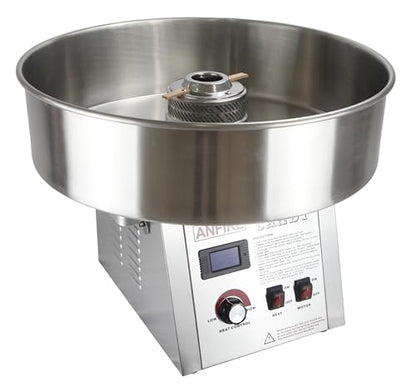 ANFIRE Commercial Professional Cotton Candy Machine 5" Spinner Head with 24" Metal Bowl and Floss Stabilizer Net