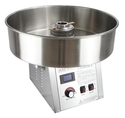 ANFIRE Commercial Professional Cotton Candy Machine 5" Spinner Head with 24" Metal Bowl and Floss Stabilizer Net