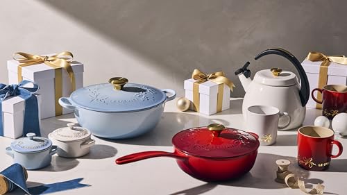 Le Creuset Enameled Cast Iron Holly Collection Saucier, 2.25 qt., Artichaut with Gold Knob