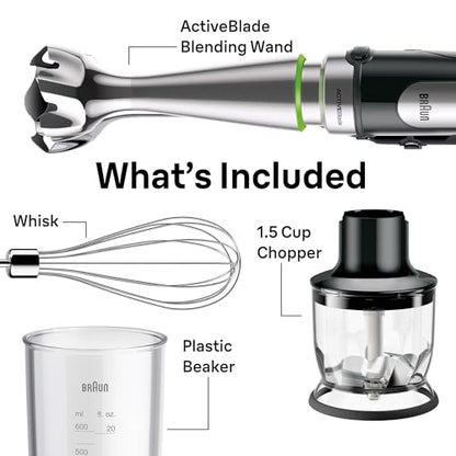 Braun MultiQuick MQ7025X Immersion Blender, Faster, Finer Blending