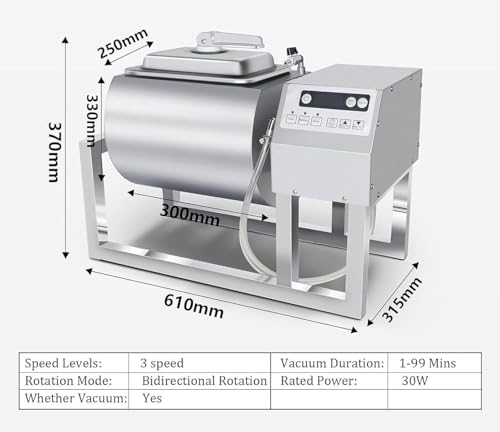 Commercial Meat Tumbler Marinator,18L Vacuum Tumbler Marinating Machine,Stainless Steel Food-Grade Vacuum Curing,3-Speed,Bidirectional Rotation Rapid Marination