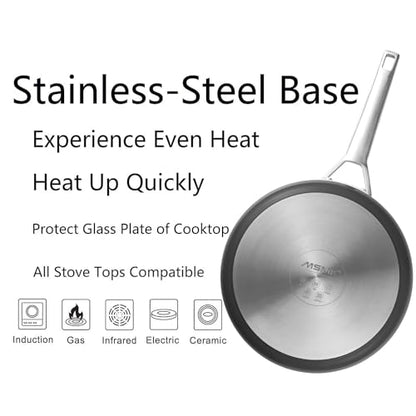 MsMk 3.5 Quart Deep Frying pan, 10-inch Durable pans for refreshing old saute pan with lid, Deep and straight edge, Easy Clean-Up, Even Heating, Comfortable Handling, Induction Compatibility,