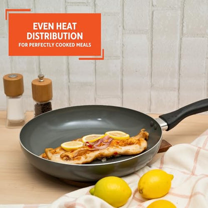 IMUSA 12-Inch Ceramic Nonstick Frying Pan – Large Gray Aluminum Skillet with Cool-Touch Handle, Ideal for Sautéing, Stir-Frying & Searing– Healthy Non-Stick Cookware for Home Kitchen