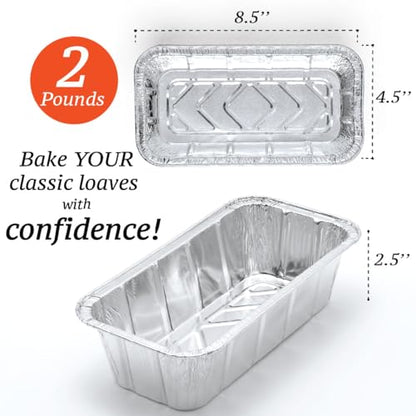 Spare Essentials (65 Pack) 2Lb Foil Bread Pans for Baking, Disposable Bread Pans - Perfect for Baking Banana Bread, Cakes & Meatloaf - 2 Pound Aluminum Pans for Food Serving - 8.5" X 4.5" X 2.5"