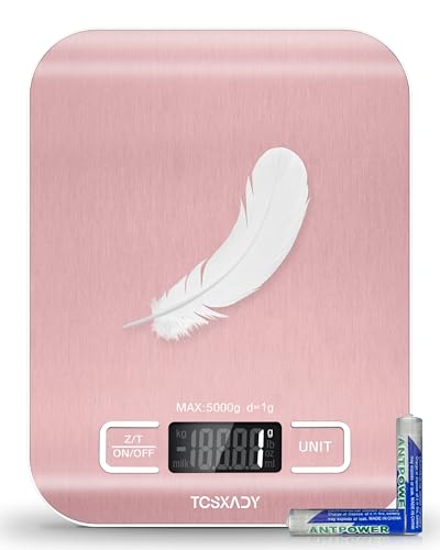 Tcsxady Food Scale, 11lb Digital Kitchen Scale with 6 Units LCD Display and Tare Function,Compact Design for Baking,Healthy Cooking,Meal Prep, 304 Stainless Steel