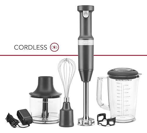 KitchenAid Cordless Variable Speed Hand Blender with Chopper and Whisk Attachment - KHBBV83
