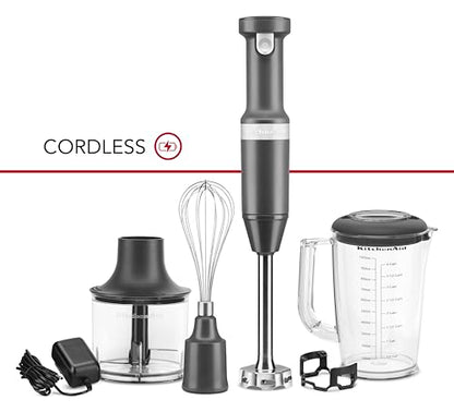 KitchenAid Cordless Variable Speed Hand Blender with Chopper and Whisk Attachment - KHBBV83