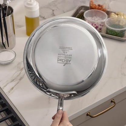 All-Clad D3® Stainless Steel 3 Piece Cookware Set- Made in USA- Includes 10" Frying Pan and 2-Qt Saucier Pan With Lid - Professional Grade -Oven Safe & Induction Compatible