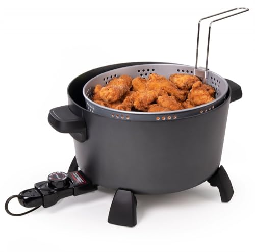 Presto 06009 10-Quart Kitchen Kettle XL Multi-Cooker, Steamer and Deep Fryer, Black