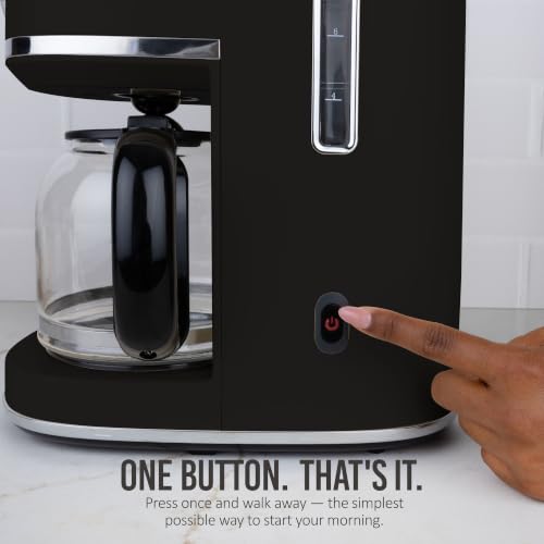 Nostalgia Classic Retro 10 Cup Coffee Maker - One-Touch Drip Brew, Reusable Filter - Anti-Drip, Auto Shutoff, & Time Display - Dishwasher Safe 50 oz Carafe - Black