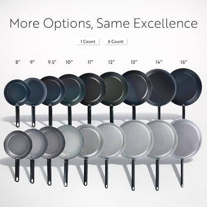 Restaurantware-Met Lux 9 Inch Fry Pan, 1 Lightweight Frying Pan - Induction-Ready, Triple-Riveted, Black Carbon Steel Cooking Skillet, Durable, For Searing, Sauteing, And Browning Food