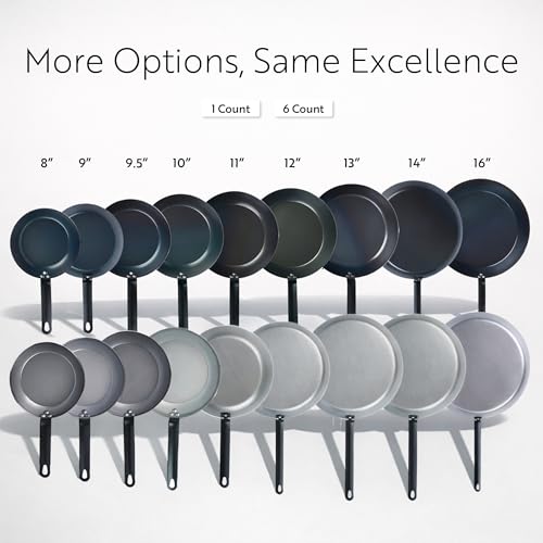Restaurantware Met Lux 16 Inch Fry Pan, 1 No-Stick Frying Pan - Induction-Ready, Triple-Riveted, Silver Carbon Steel Cooking Skillet, Durable, For Searing, Sauteing, And Browning Food