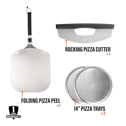 BLACKSTONE Pizza Basics Tool Kit with Pizza Peel, Cutter and Pans and Heat Resistant Handles