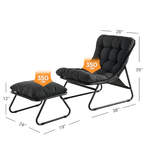 Grand patio Outdoor Lounge Chair with Footrest & Cushion, Dark Gray