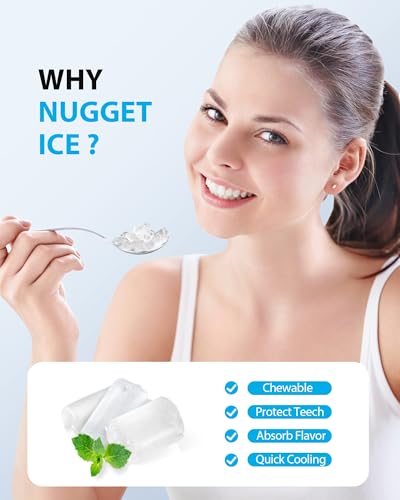 Aeitto Nugget Ice Maker 40Lbs/24H, Countertop Soft Chewable Ice Pebble Ice Machine, One-Click Operation, Auto Self-Cleaning Ice Makers with Scoop&Basket for Home, Office, Kitchen, Party (Black)