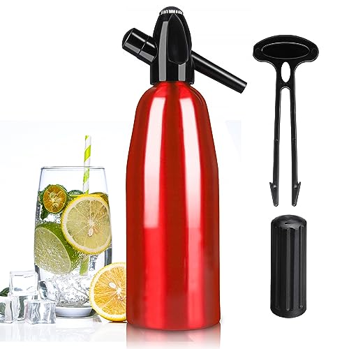 Soda Siphon, 1L Carbonated Water Machine, Soda Maker, Portable Aluminium Sparkling Water Maker for Home Bar Making Cocktails DIY Sparkling Drinks, Use 8 gram CO2 Cartridges (Not Included)