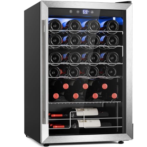 Antarctic Star Wine Cooler Refrigerator, Freestanding Wine Fridge with Adjust Temperature（32°F- 61°F）, 4.5 Cu.Ft Mini Fridge for home/bar/office, Black