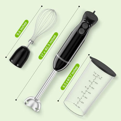 Bonsenkitchen 3-in-1 Immersion Blender Handheld with 2 Mixing Speed