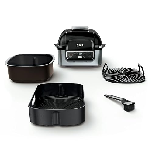 Ninja AG300 4-in-1 Indoor Grill with 4-Quart Air Fryer with Roast, Bake, and Cyclonic Grilling Technology