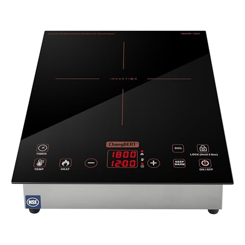 ChangBERT Built-in & Countertop Induction Cooktop, NSF-Certified Commercial Grade Single Induction Burner, Large 8” Heating Coil, Low Noise, Precise Temperature Control for Apartments RVs Food Station