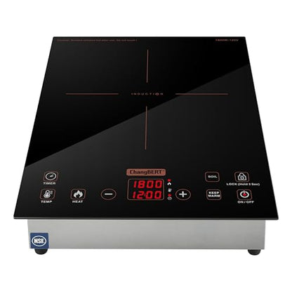 ChangBERT Built-in & Countertop Induction Cooktop, NSF-Certified Commercial Grade Single Induction Burner, Large 8” Heating Coil, Low Noise, Precise Temperature Control for Apartments RVs Food Station