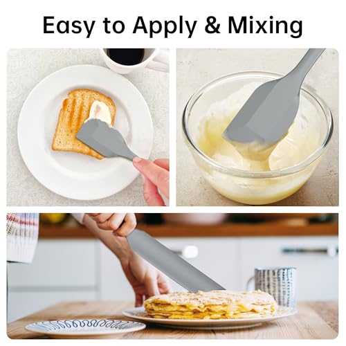 Barsone 5-Piece Silicone Spatula Set - Heat Resistant 446°F Food Grade BPA Free, Nonstick Cookware Safe Dishwasher Safe Kitchen Tools for Baking, Cooking, Stirring, Multicolor. (Grey)