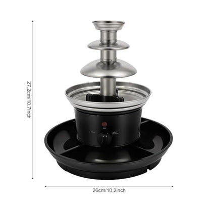3 Tier Commercial Chocolate Fountain, 1LBS Hot Chocolate Fondue Tower, 120V 40W Power 430 Stainless Steel Chocolate Waterfall Layer Tower w/5 Forks, Deepened Food Tray (3 Layers - Black)