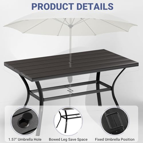 LEVELEVE 7 Piece Outdoor Patio Dining Set with 6 Swivel Dining Chairs & 1 Large Round Dining Table,Bistro Furniture Set for Lawn, Garden, Deck, Backyard and Porch