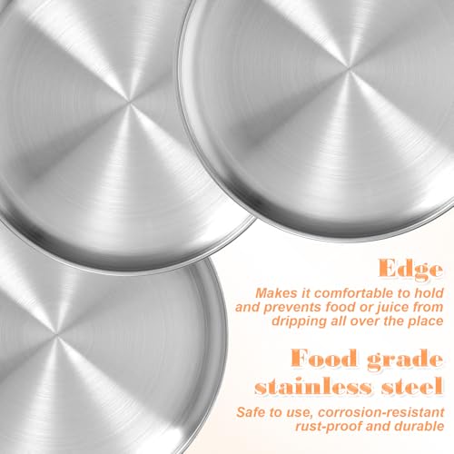 Xosjska 8 Pieces 10 Inch Pizza Pan Bulk Stainless Steel Pizza Tray Round Pizzas Oven Baking Pans Tray for Oven Baking Home Kitchen Restaurant, Dishwasher Safe & Easy Clean, Silver