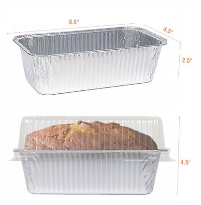 Lewarm Disposable Loaf Pans With Lids Bakeware Set, 2lb, 55 Pack, 8.5x4.5 Heavy-duty Aluminum Foil Bread pan, Food Storage Container, Perfect for Baking, Storing & Take-out
