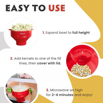 Salbree Microwave Popcorn Popper Maker Silicone Collapsible Bowl No Oil