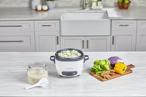 BLACK+DECKER 16-Cup Rice Cooker, RC516, 8-Cup Uncooked Rice, Steaming Basket, Removable Non-Stick Bowl, One Touch
