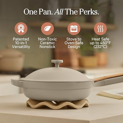 Our Place Always Pan 2.0 | 10.5" Ceramic Pan with Modular Lid, Steamer Basket & Spatula | Patented 10-in-1 Nonstick, Non-Toxic Cookware Made Without PFAS | Induction & Oven-Safe up to 450°F | Steam