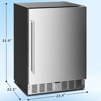 Antarctic Star 24 Inch Outdoor Beverage Refrigerator, 180 Can Stainless Steel Mini Fridge, Undercounter Built-in or Freestanding, Fast Cooling Low Noise Wine Cooler for Home Patio, 32-50°F