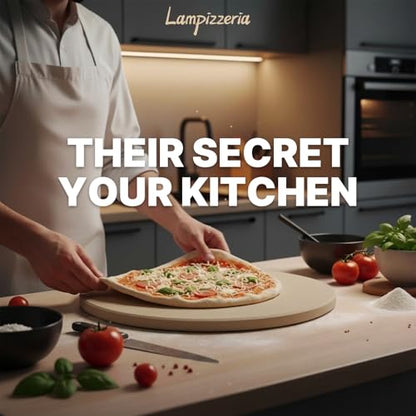 LAMPIZZERIA 14-inch Round Pizza Stone for Oven & Grill Cordierite Baking Stone for Pizza Bread Crispy Crust BBQ, Camping & Outdoor Cooking Stone with High Heat Resistance