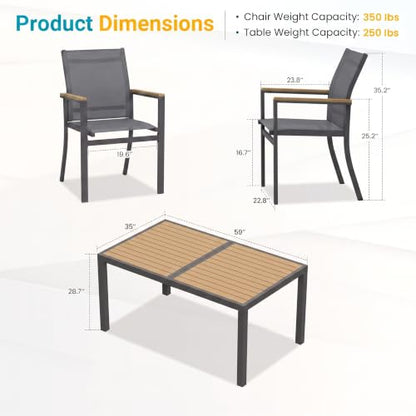14-Pieces Aluminum Patio Table and Chairs Set with HDPS Tabletop for Patio