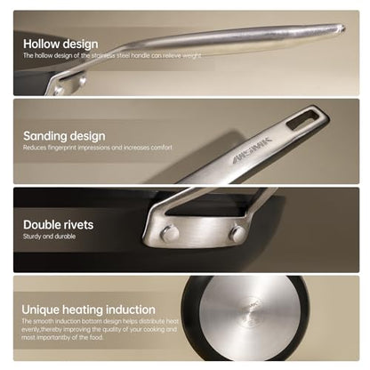 MsMk 7 inch Small Egg Nonstick Frying Pan with Lid, Eggs Omelette Burnt also Non stick, Scratch-resistant, Induction Skillet, Oven Safe to 700°F Pan for Cooking, Dishwasher Safe